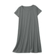 thumbnail image 1 of Tnhcen Robe d'Été en Coton Unie à Col Rond pour Femme – Pyjama Basique à Manches Courtes pour la Maison et l'Extérieur, Robe Décontractée Polyvalente P-2TG, 1 of 6