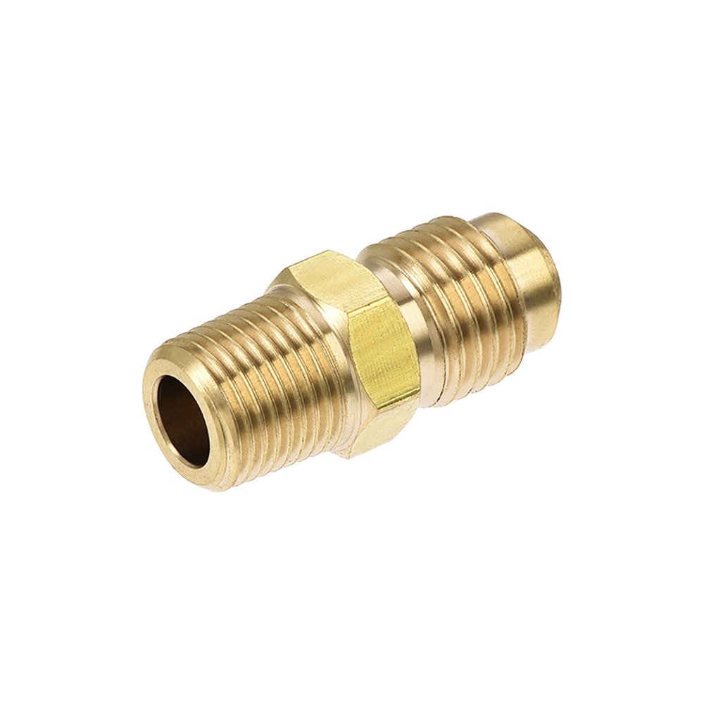 Uxcell 1/4 SAE Flare to 1/8NPT Male Tubing Adapter Brass Pipe Fitting