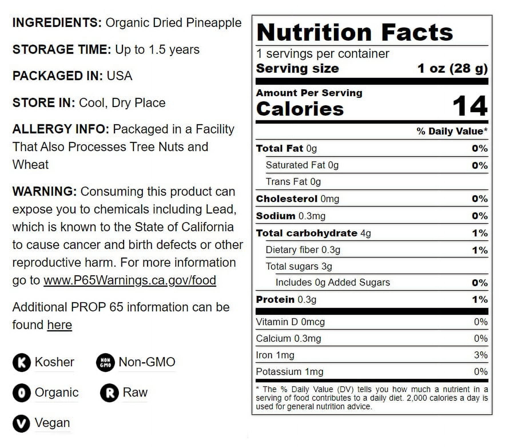 Organic Dried Pineapple Rings, 2 Pounds — Non-GMO, Kosher, Vegan — by Food to Live