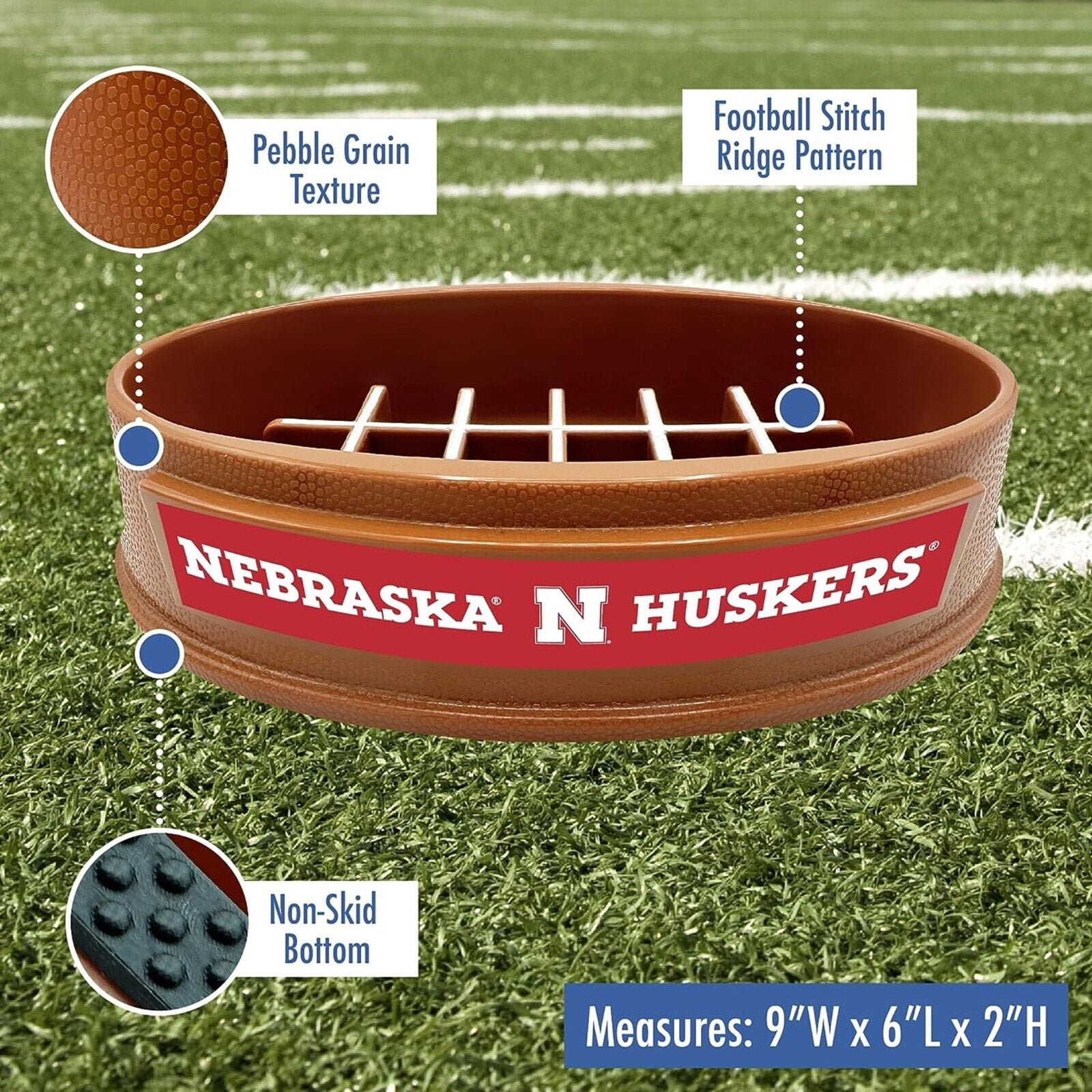 Pets First NCAA Nebraska Cornhuskers Super-Bowl Slow Feeder Bowl for Dogs and Cats with Non-Slip Mat