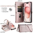 thumbnail image 4 of Allytechgroup for iPhone 11 Wallet Case with Card Slot, RFID Blocking PU Leather Flip Stand Phone Case with Lanyard Shoulder Strap for Women Girls Shockproof Protective Bumper, Rosegold, 4 of 8