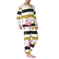 thumbnail image 2 of Salouo Gold Glittering Hearts and Flamingos Print Button-Front Long Sleeve Pajama Set for Men, Soft 2Pjs Men's Long Sleeve Sleepwear-XX-Large, 2 of 7