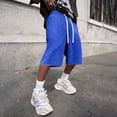 thumbnail image 4 of Men's Baggy Sweat Shorts 2026 Fleece Cotton Y2k Shorts Casual Under Knee Shorts Raw Hem Gym Shorts with Pockets Royal Blue XL, 4 of 6