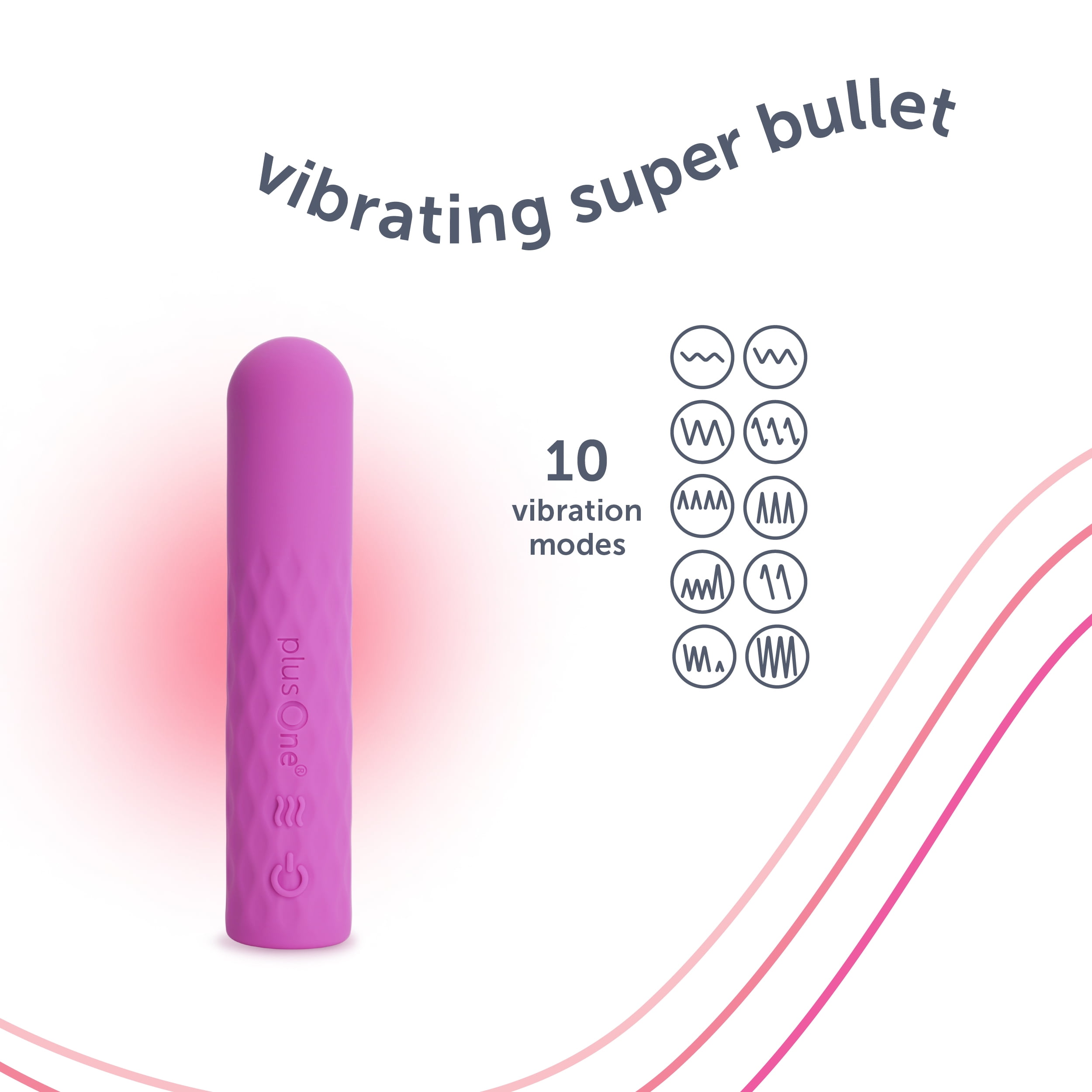 plusOne SUPER Bullet Vibrator with Warming Heat Setting, 10 Vibration Settings, Waterproof