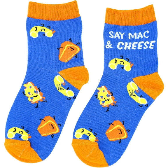 Pavilion Gift Company - Mac n' Cheese - S/M Youth Cotton Blend Crew Socks