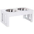 thumbnail image 6 of PawHut 23” Modern Dog Bone Wooden Heavy Duty Pet Food Bowl Elevated Feeding Station - White, 6 of 10