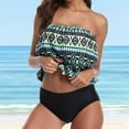 thumbnail image 5 of RotHome Womens Bandeau Tankini Swimsuits Tummy Control Two Piece Bathing Suits Loose Blouson Swim Top for Summer Beach Vacation Travel, 5 of 10