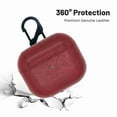 thumbnail image 2 of Dteck for Apple Airpods 3rd 2021 Premium Faux Leather Case with Front LED Visible, Protective Skin Portable Shockproof Shell Support Wireless Charging Dust/Dirt Proof Cover - Red, 2 of 5