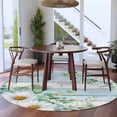 thumbnail image 4 of Daisy Spring Floral Round Rug 8ft Washable Circle Rugs Non Slip Eucalyptus Leaves Watercolor Wooden Large Area Rug Indoor Floor Carpet for Bedroom Kitchen Living Room Home Office Dining Room Nursery, 4 of 8