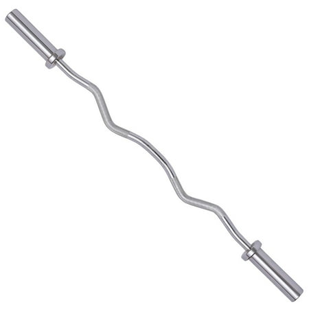 BalanceFrom 48-Inch Olympic Super Curl Barbell， EZ Curl Bar，350LB Capacity, Non-Slip Design, for Bicep & Arm Workouts，Home Gym , Black/Silver