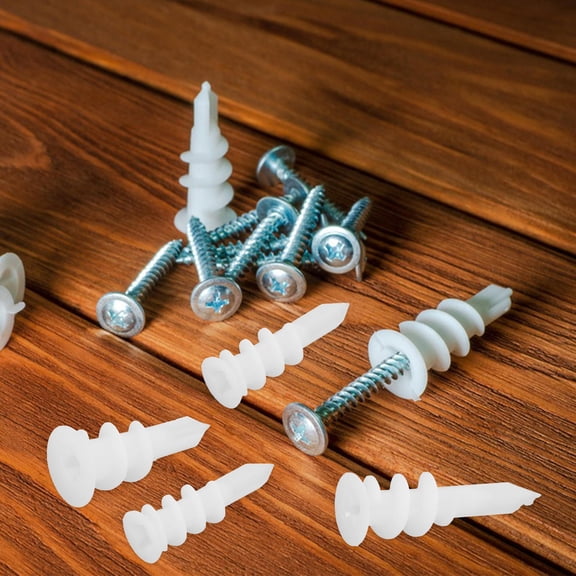WEAVILUX 300-Piece White Plastic Drywall Screw Anchors with Spiral Expansion Tubes for Easy Secure Installation and Strong Hold
