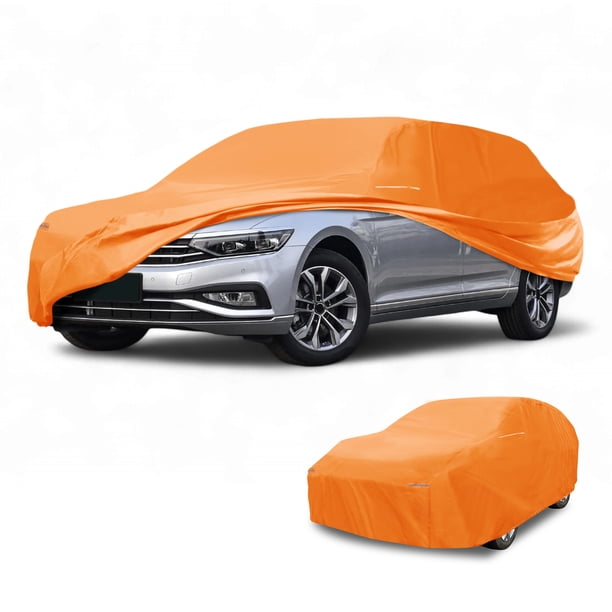 Unique Bargains 1 Pc Cubierta de Automóvil Universal Impermeable para Todo Clima Exterior Anti-UV Cubierta Completa 190T-PU Naranja Ajuste para Longitud de Wagon de 177" a 190"