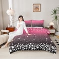 thumbnail image 4 of Feelyou Fashion Pink Diamond Bedding Comforter Set, Bling Stars Print Twin Comforter Sets, Teens Kids Women Girls Reversible Bedding Set, Breathable Home Decor, 2 Pieces, 4 of 8