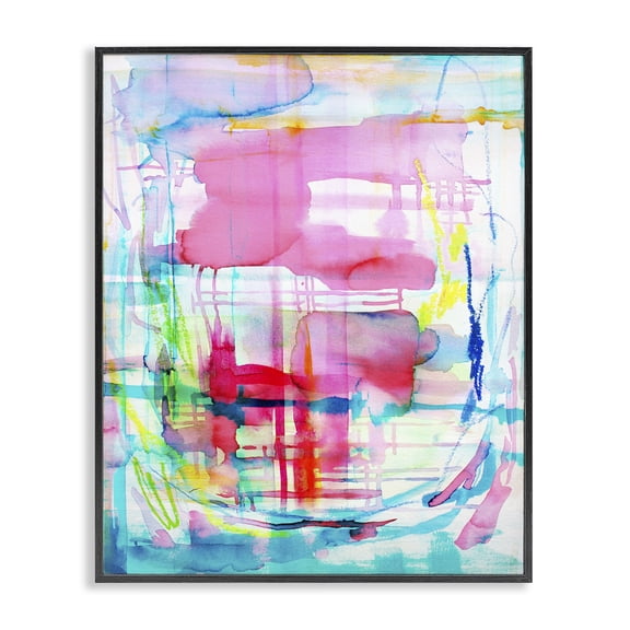 Stupell Industries Vivid Watercolor Abstraction Abstract Painting Black Framed Art Print Wall Art, 11 x 14