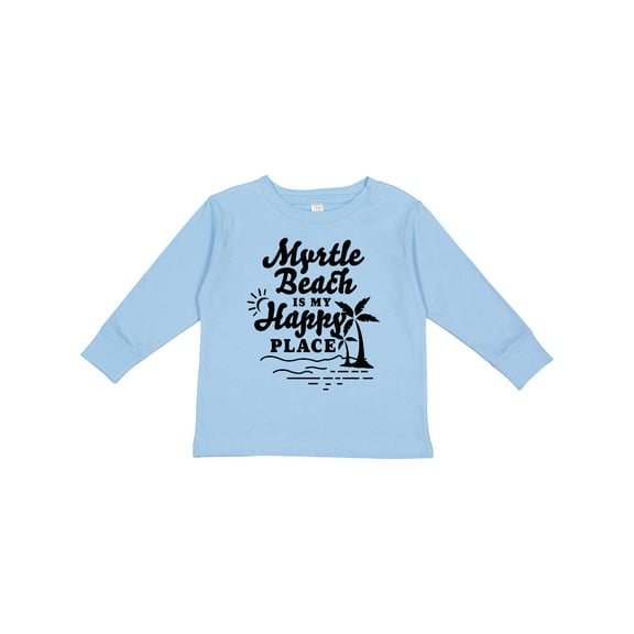 Inktastic Myrtle Beach is My Happy Place with Palm Trees Boys or Girls Long Sleeve Toddler T-Shirt