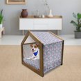 thumbnail image 3 of Flower Pet House, Abstract Colorful Dandelion Pattern with Striped Background Burlap Inspired Design, Outdoor & Indoor Portable Dog Kennel with Pillow and Cover, 5 Sizes, Multicolor, by Ambesonne, 3 of 5