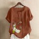 thumbnail image 2 of Camiseta suelta informal de verano con cuello redondo y manga corta con estampado de flores para mujer OAVQHLG3B Store  lin121212, 2 of 4