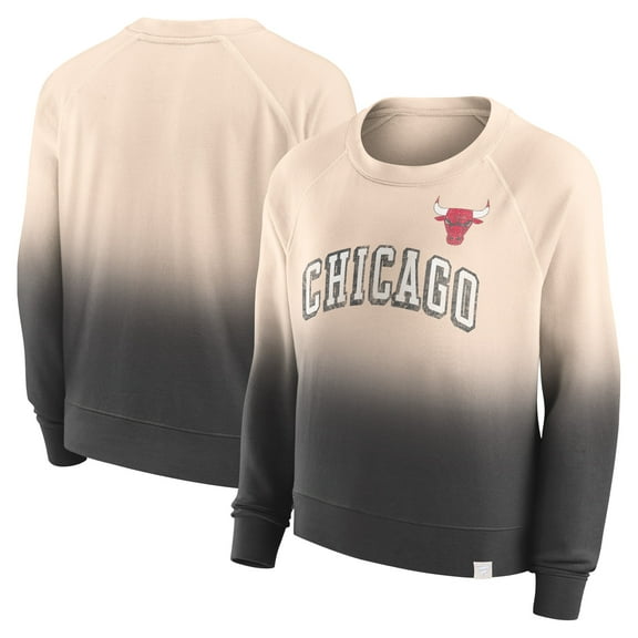 Women's Fanatics Tan/Black Chicago Bulls Lounge Arch Raglan Pullover Sweatshirt