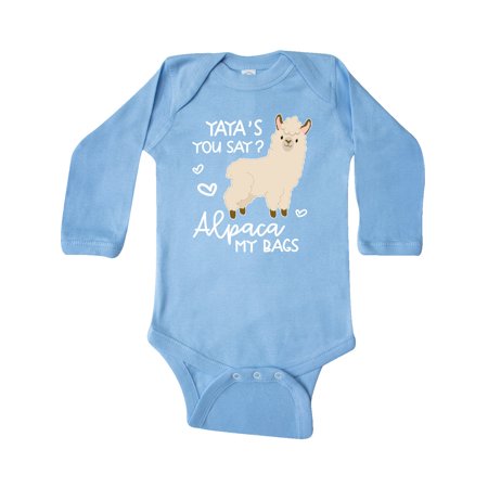 

Inktastic Yaya s You Say Alpaca My Bags Gift Baby Boy or Baby Girl Long Sleeve Bodysuit