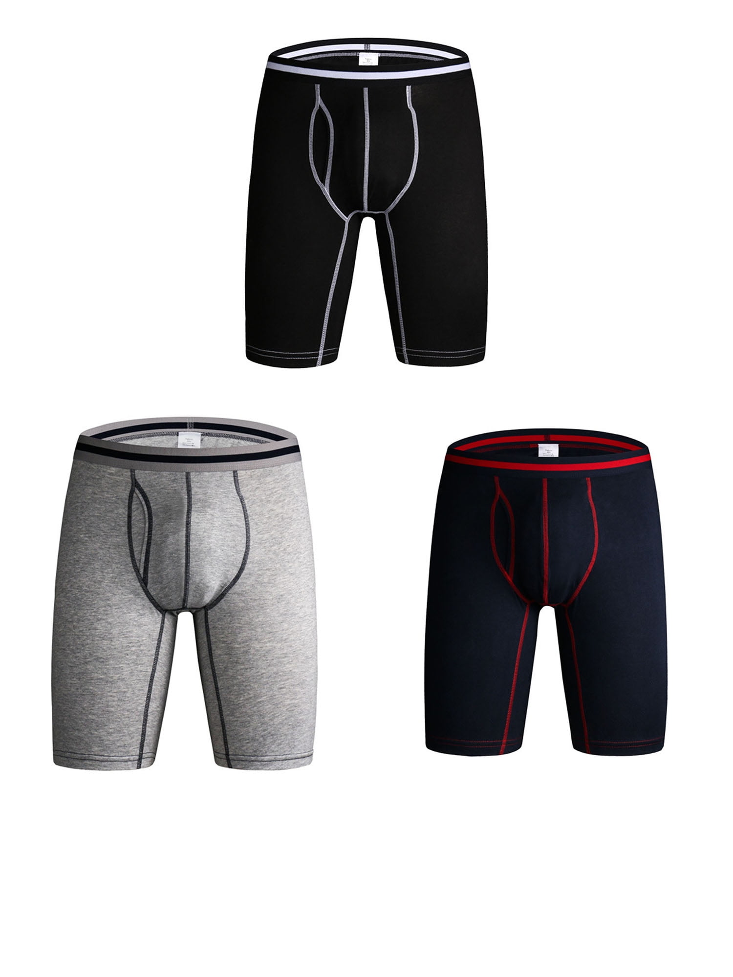Nuofengkudu Pack of 3 & 4 Mens Long Leg Boxer Shorts Briefs Cotton