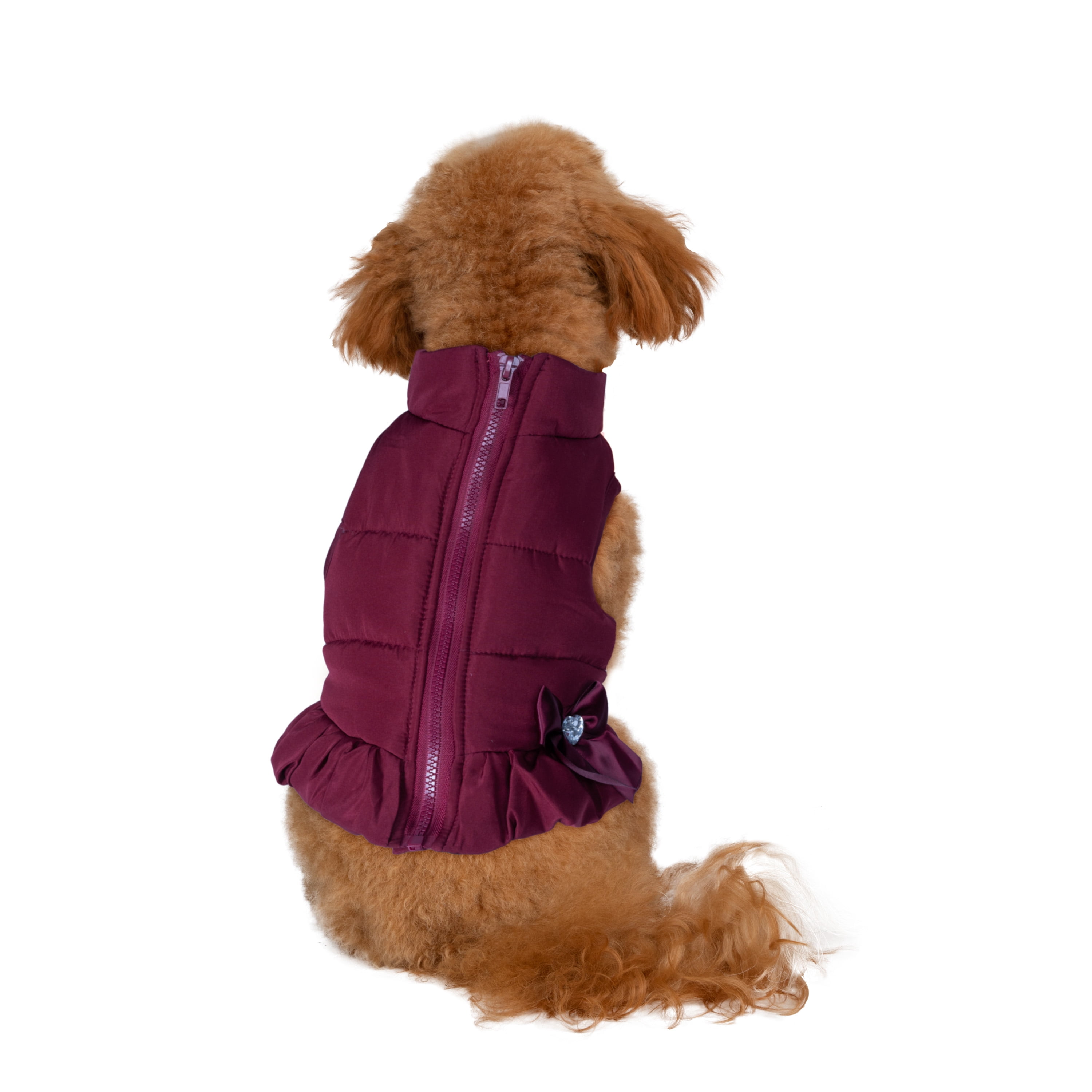 Christian Siriano, Dog Clothes, Quilted Dog or Cat Jacket, Purple, XS