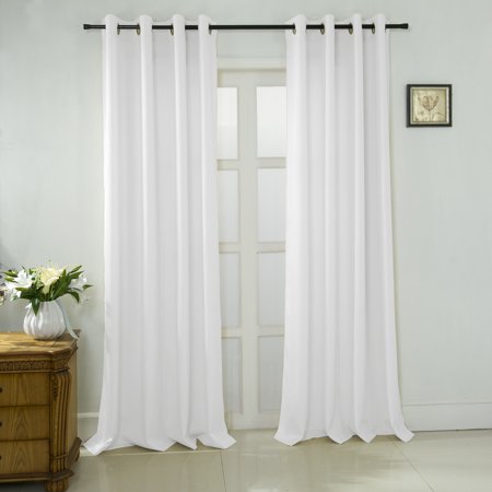 108 Inch Wide Curtains Lindsey Textured Jacquard 108 x 84 in. Extra Wide Grommet Curtain Panel Pair in White (Set of 2) ()