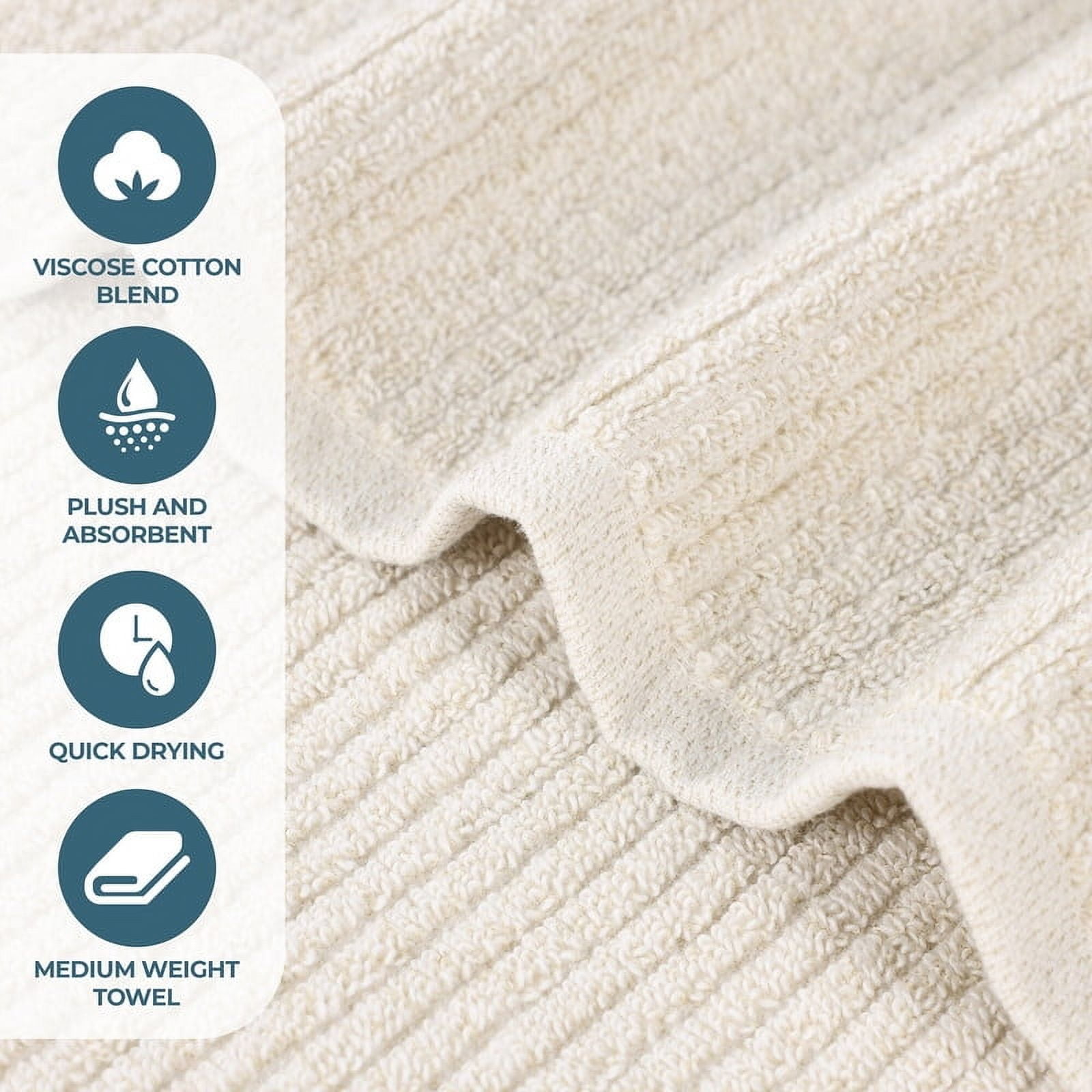 Superior Destin Viscose 9 Piece Cotton Blend Towel Set, Medium Weight Soft Towels, Beige