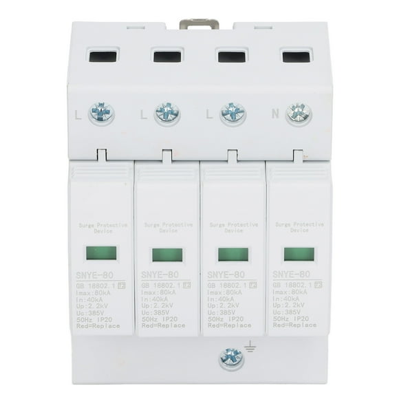 Dispositif Parafoudre, Protecteur de Tension Domestique à Réponse Rapide, Résistant au Feu, Installation sur Rail 80KA Pratique pour la Maison 2P 275v, 3p 385V, 4p 385V