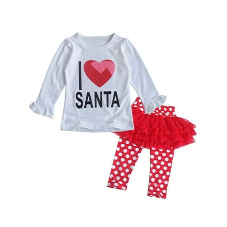 StylesILove Baby Girls I Love Santa Top and Tutu Legging Holiday Clothing Set (3-4
