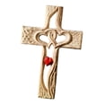 thumbnail image 3 of Cruz de madera tallada espiritualidad con corazones huecos entrelazados cruz de amor de madera decorativa para cumpleaños día de la madre pareja , Estándar de madera, 3 of 8