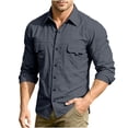 thumbnail image 2 of VgaVtl Gray Long Sleeve Men Shirts Fall Winter Collared Quick Drying Casual Button Slim Going Out Mens Plus Size Shirts, 2 of 9