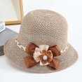 thumbnail image 2 of AirLoni Women Bucket Hat French Retro Handmade Woven Bowknot Hat Ruffled Bowknot Decor Wide Brim UV Protection Foldable Breathable Lightweight Casual Sun Hat Khaki,One Size, 2 of 4