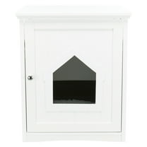 TRIXIE Litter Box Enclosure Hide Litter Boxes Storage Drawer Indoor Cat Home, Accent Table, White
