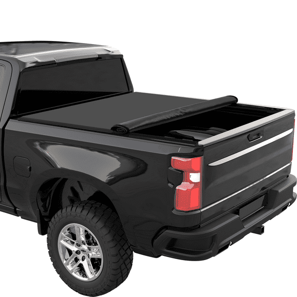 Soft Roll Up Truck Bed Tonneau Cover for 2019-2025 Chevy Silverado/GMC Sierra 1500/2500HD/3500HD,Fleetside 5.8ft/6.6ft Bed | Waterproof