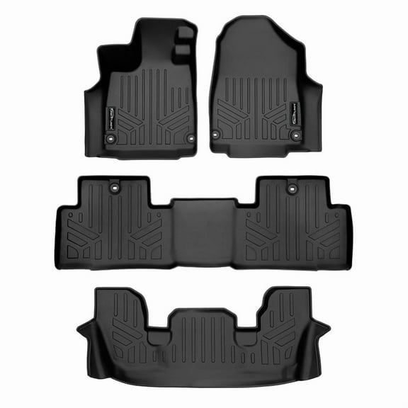SMARTLINER Custom Fit All Weather Floor Mats 3 Row Liner Set Black Compatible With 2022-2025 Acura MDX