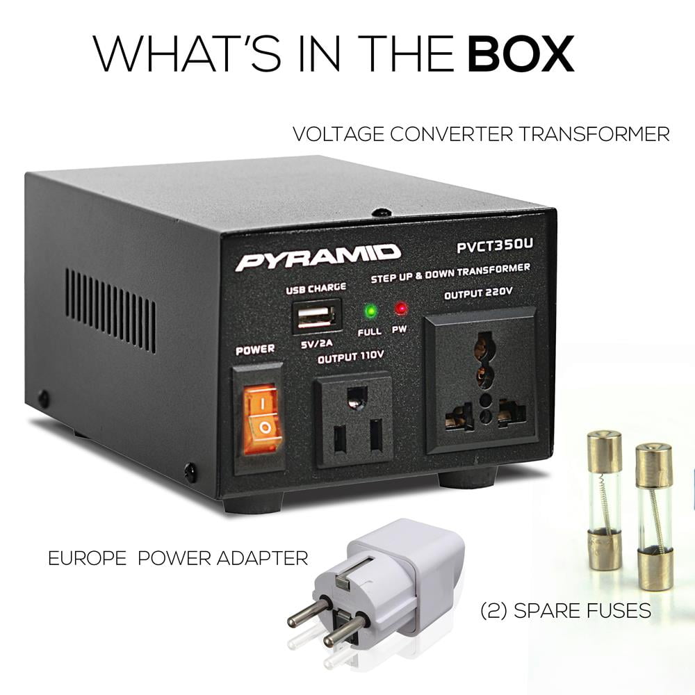Pyramid PVCT350U - Step Up Down Voltage Converter Transformer- Power Supply Voltage Converter with USB Port (150 Watt)