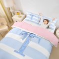 thumbnail image 3 of Erosebridal Girls T Personalized Initial Twin Bedding,Teens Kawaii Blue Bowknot Glitter Print Duvet Cover Set,Pink Reversible,2pcs,No Comforter, 3 of 5