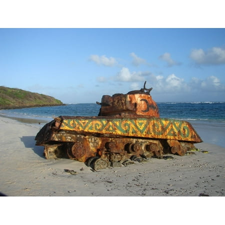LAMINATED POSTER Tank on Flamenco Beach, on the island of Culebra, in Puerto Rico. The U.S. Navy used to practice she Poster Print 24 x