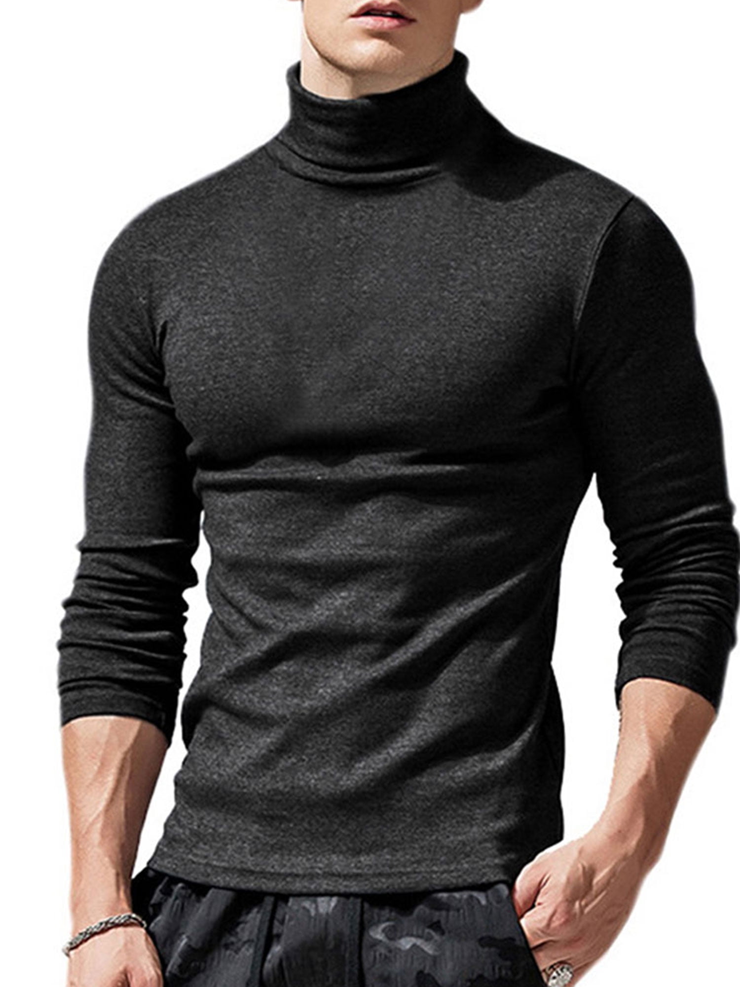 T-Shirt Mens Underwear Turtleneck Long Sleeve Warm Top Autumn Winter ...