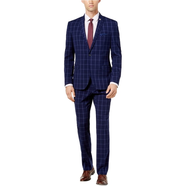 Nick Graham - Traje formal de dos botones para hombre, ajustado, color azul marino, 40 x 32