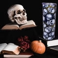 thumbnail image 2 of Skull Tumbler With Lid and Straw 20 oz Insulated Black Skull Tumbler Stainless Steel Skull Skinny Tumbler Water Bottle Travel Mug Wine Cups Gifts for Women, 2 of 6