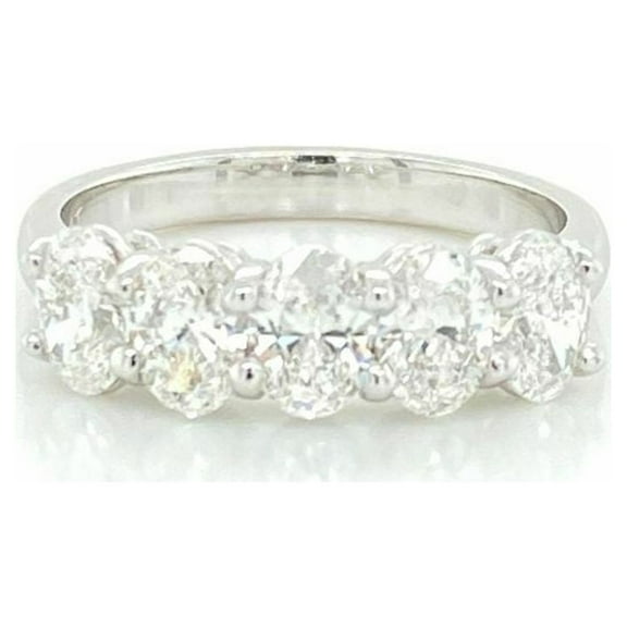 1.72ct Natural Round Diamond (I-J,SI1) Five Stone Eternity Ring 14k White Gold