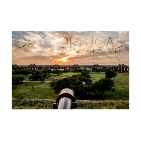 80 Tortuga Art - Dry Tortugas National Park, Florida - Sunset and Cannon Print Wall Art By Lantern Press
