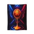 thumbnail image 2 of Neon Basketball Art Throw Blanket, Abstract Sports Energy Illustration Design, Soft Lightweight Blanket for Couch Sofa Bed Home Decor 50x40, 2 of 6