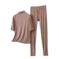 thumbnail image 2 of ylioge M-5X Plus Size Modal-Pajama Sets for Women 2 Piece Short Sleeve Tops High Waisted Pants Casual Solid Color Soft Loungewear Pajamas Outfits Set, 2 of 5