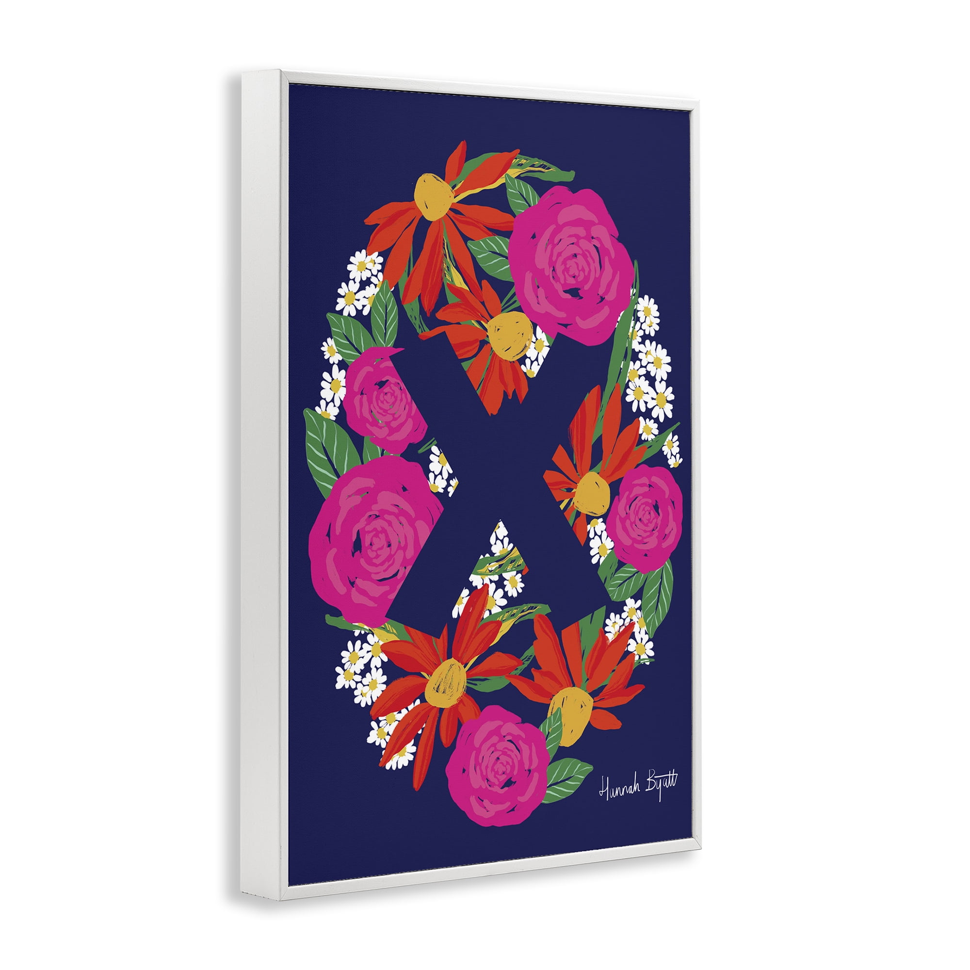 Stupell Industries Floral Bloom Letter X Botanical & Floral Painting White Framed Art Print Wall Art, 20 x 30