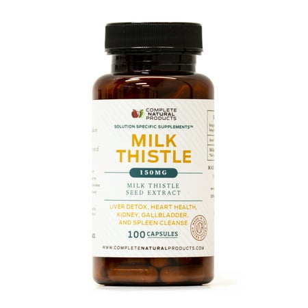 Pure Milk Thistle Capsules & Extract - 150 mg Seed Powder 100 Pills Liver Detox, Heart Health, Kidney, Spleen