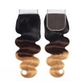 thumbnail image 2 of Ustar Ombre Body Wave Human Hair Closure T1B/4/27 Color Brazilian Virgin Human Hair Ombre 3 Tone Body Wave Human Hair 4x4 Lace Closure Free Part Closure Transparent Lace 14", 2 of 6