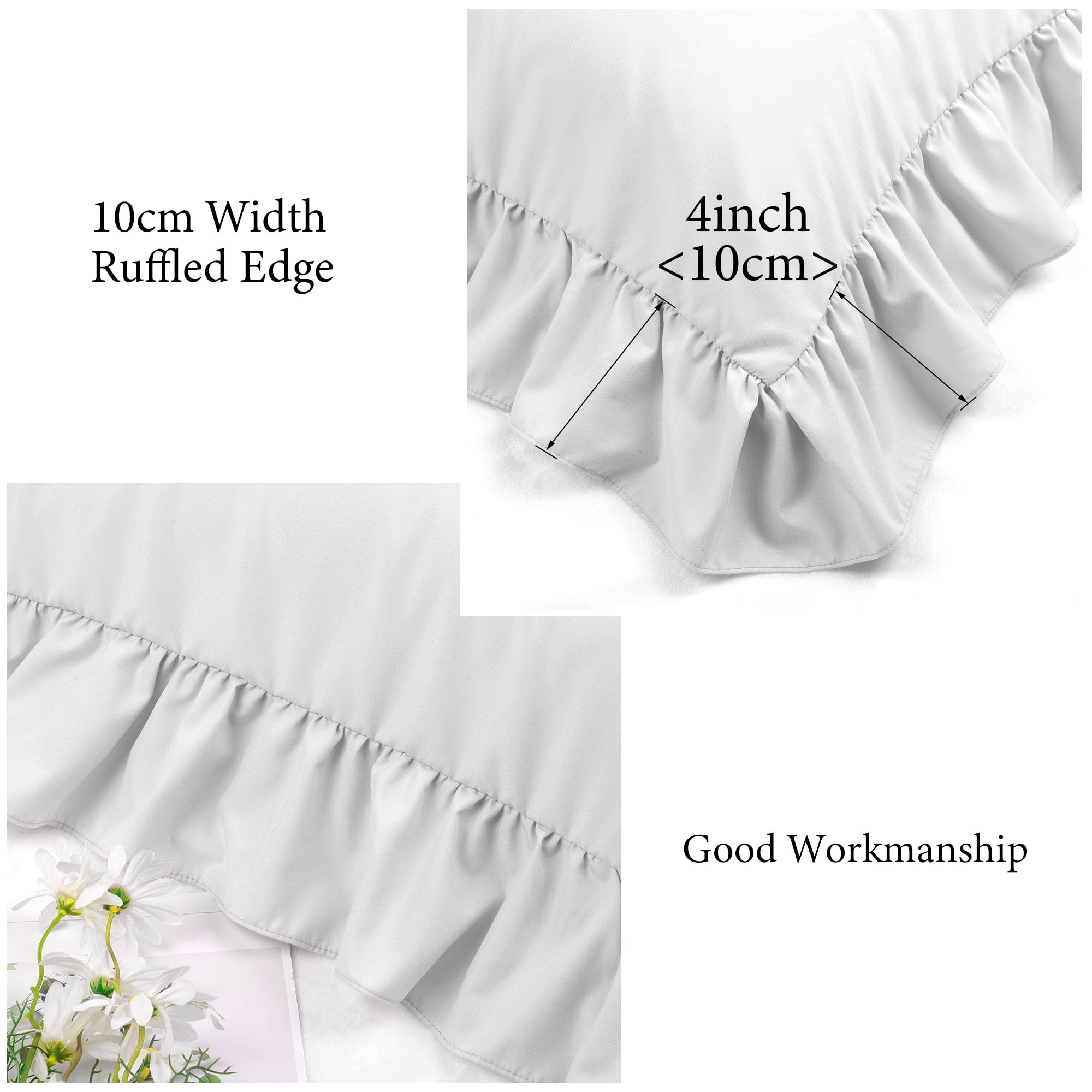 Unique Bargains Microfiber Ruffle Envelope Closure Body Pillowcases Light Gray 20"x54"