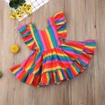 thumbnail image 6 of Sedceaty Little Girls Summer Dress, Ruffle Sleeve Colorful Striped Back Adjustable Straps Dress, Backless Elastic Band Princess Dress, 6 of 7